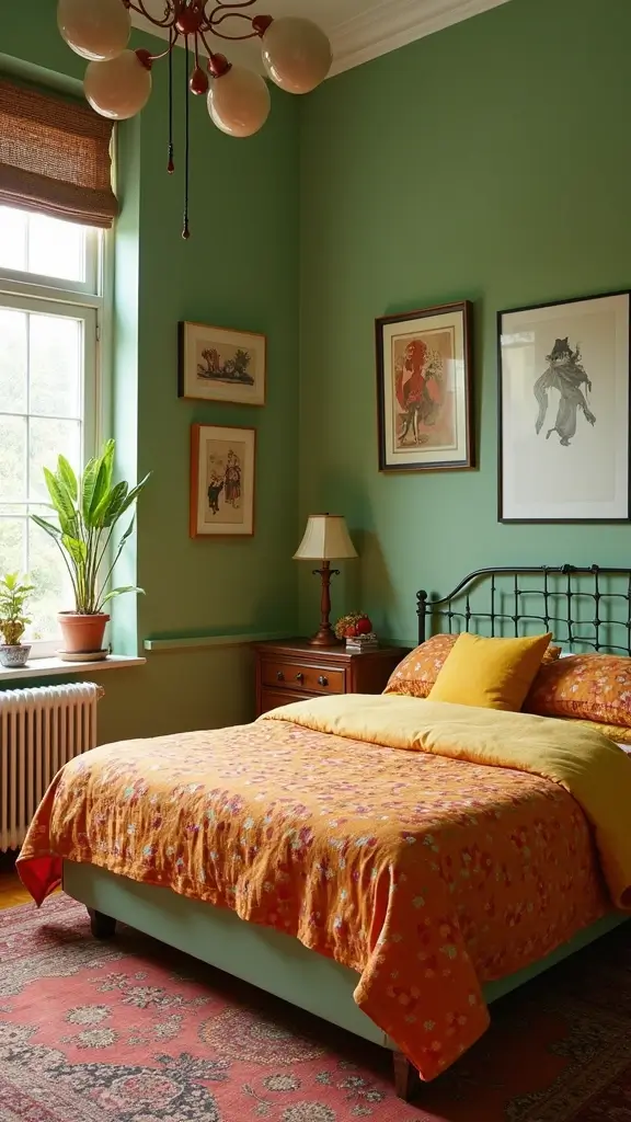 26-Sage-Green-Bedroom-Ideas-with-Accent-Colors-That-Will-Blow-Your-Mind-21.-Vintage-Retro-Vibe